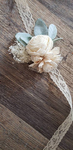 Ivory Lambs Ear Wrist Corsage