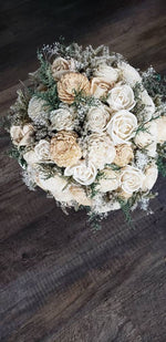 Champagne and Ivory Wooden Flower Bouquet