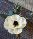 Wooden Anemone Boutonniere