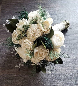 Ivory and Greenery Wooden Wonder Bouquet