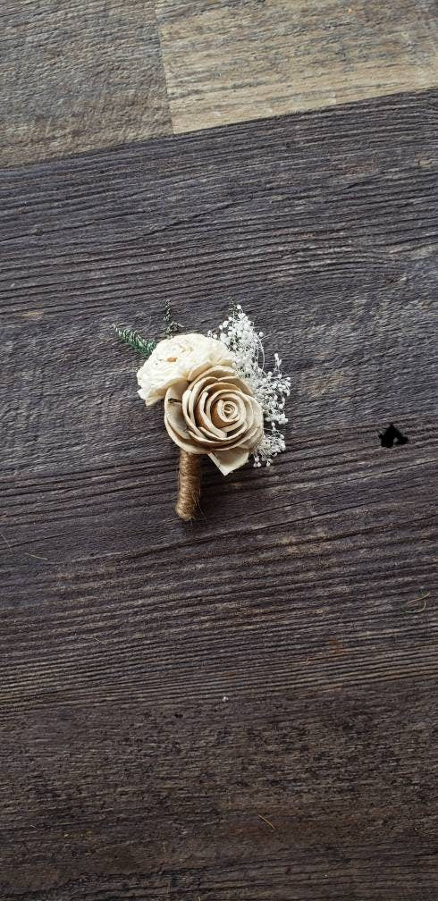 Ivory and Bark Flower Wooden Bouquet