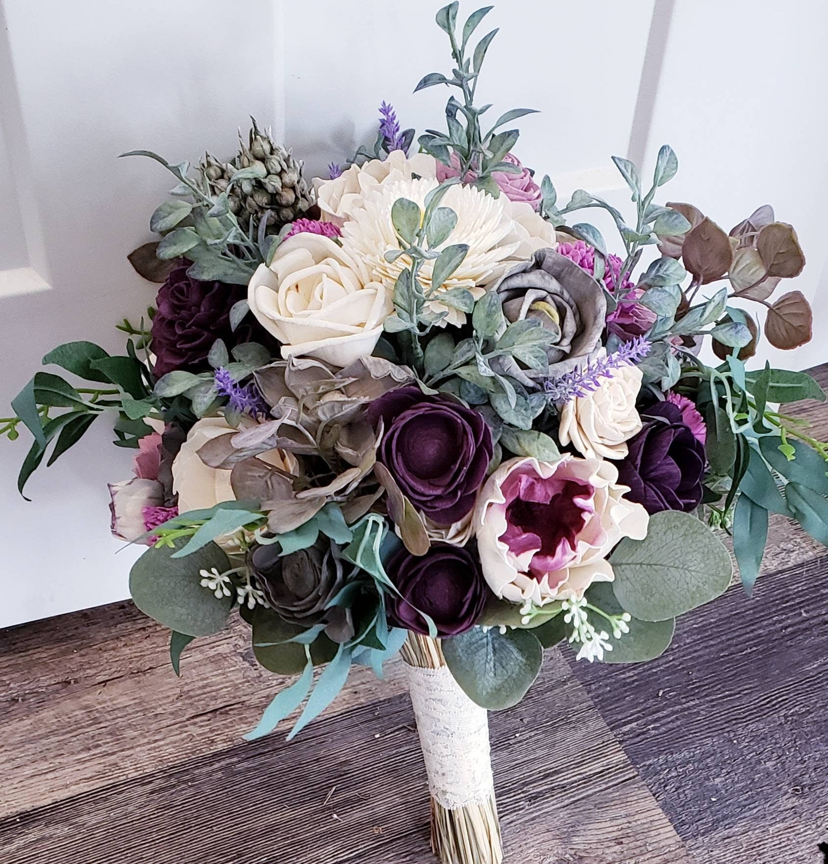 Purple and Grey Mixed Wildflower Bouquet