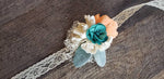 Peach and Teal Wooden Corsage