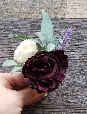 Dark Purple Boutonniere with Lavender