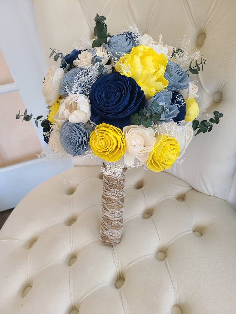 Blue and Yellow Eucalyptus Bouquet