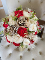 Red Rose and Wooden Bark Flower Bouquet