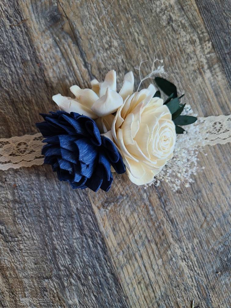Dark Blue Wrist Corsage – My Dinosaur Dreams - Main Image