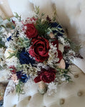 Wine and Navy Wooden Bouquet