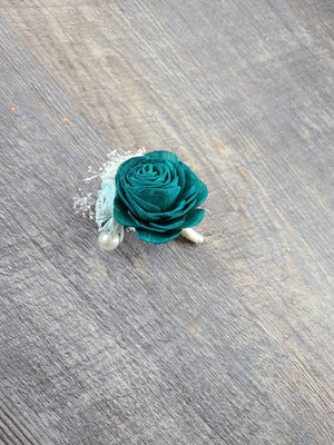 Dark Teal and Blue Boutonniere