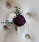 Plum and ivory boutonniere