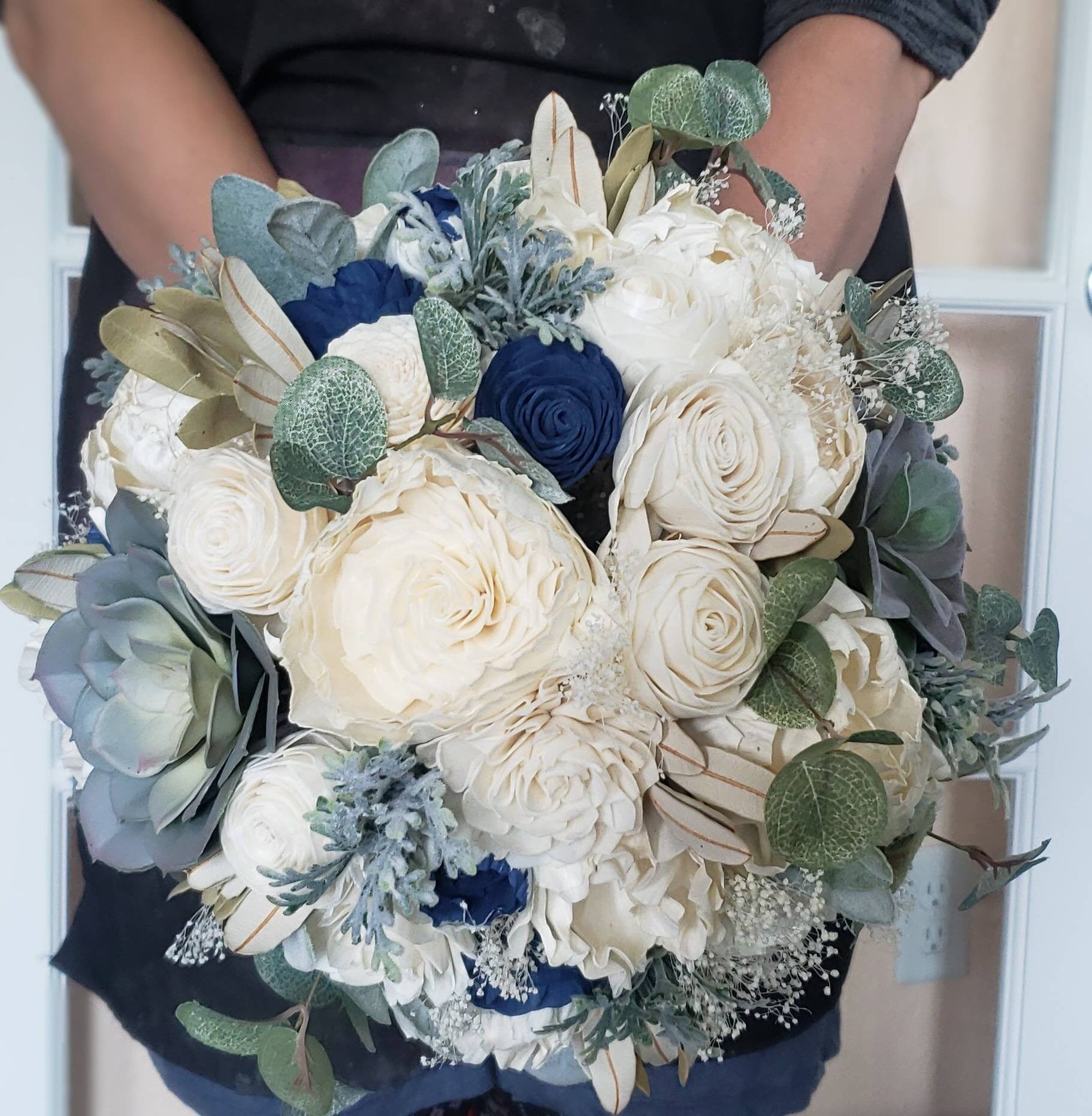 blue succulent bouquet Dark Blue Succulent Bouquet