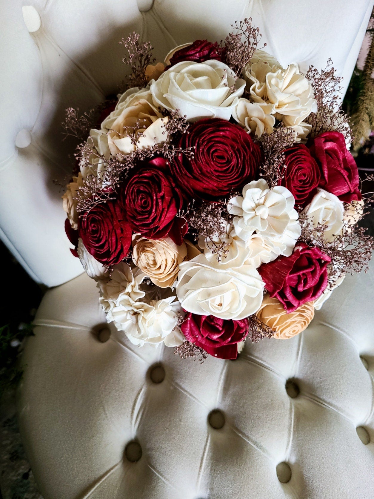 Red Rose and Champagne Bouquet with Rose Gold