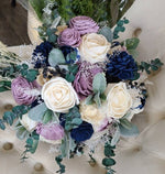 Navy Blue and Lavender Wooden Bouquet
