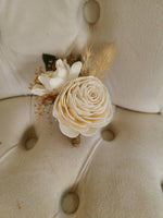 Rustic Ivory Wooden Boutonniere