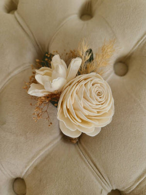 Rustic Ivory Wooden Boutonniere