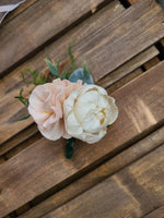 Spring Peony and Hydrangea Boutonniere