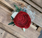 Wine Red Rose Boutonniere