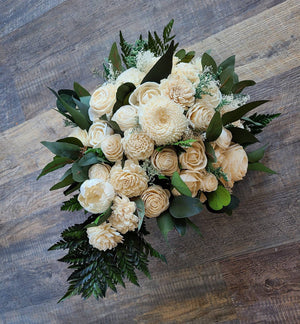 Ivory Natural Wooden Flower Bouquet with Cascade Option