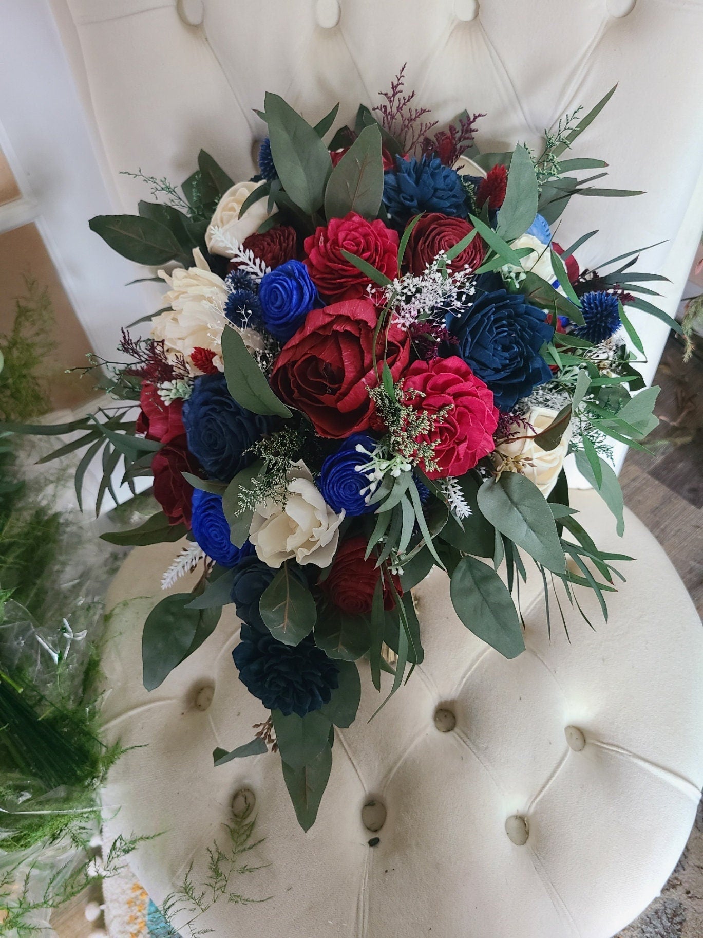 Red, White, And Blue Cascade Bouquet
