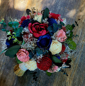 Wine, Navy, and Dusty Pink Fall Bouquet